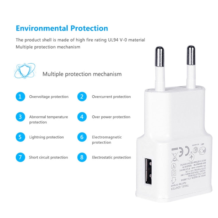 Cavo e caricabatterie da viaggio EU 5V 2A con cavo USB 8 pin
