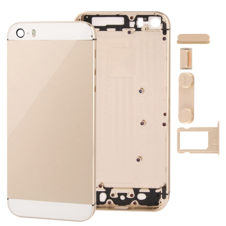 Cover posteriore in lega con alloggiamento completo con pulsante Mute + pulsante di accensione + pulsante del volume + vassoio per scheda Nano SIM per iPhone 5S, For 5S, For iPhone 5S