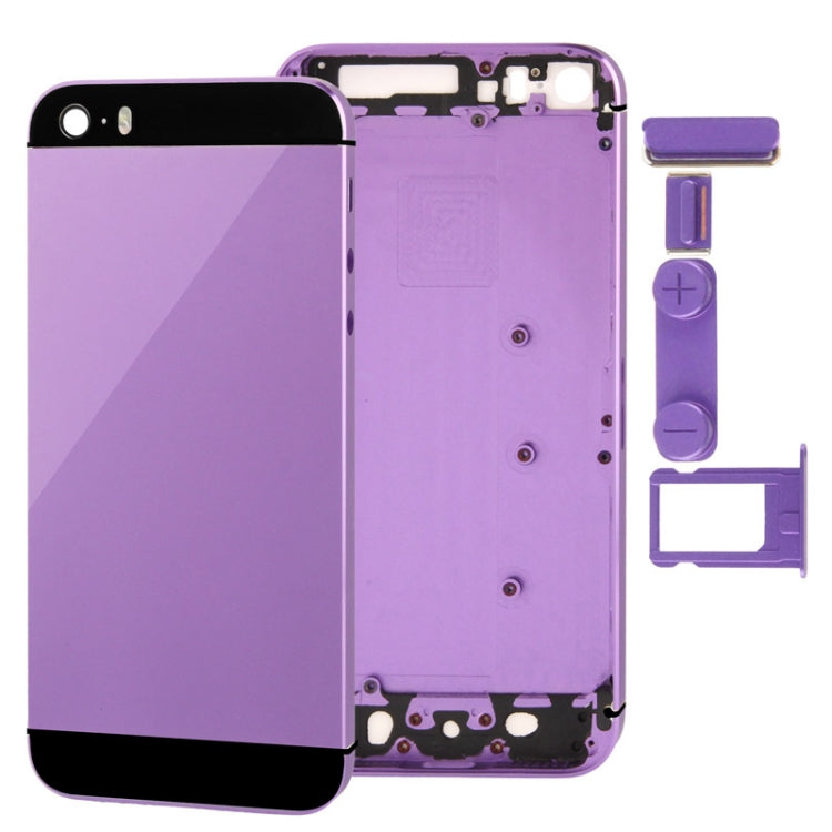 Cover posteriore in lega con alloggiamento completo con pulsante Mute + pulsante di accensione + pulsante del volume + vassoio per scheda Nano SIM per iPhone 5S, For 5S, For iPhone 5S