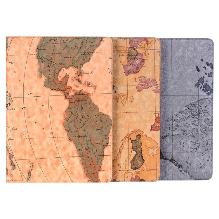 Custodia in pelle con motivo mappa del mondo retrò con supporto, slot per carte e portafoglio per iPad Air 2, consegna casuale