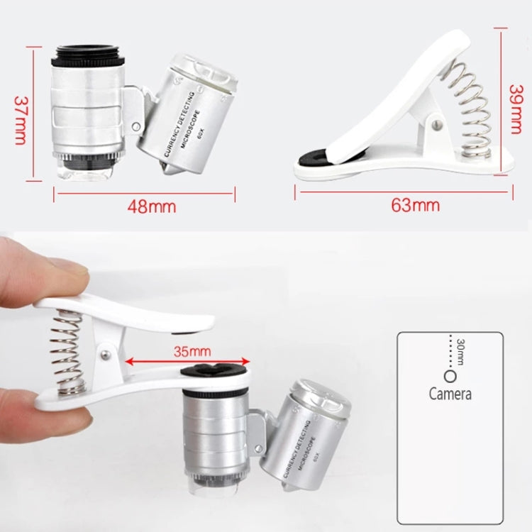 Microscopio universale 60X per telefono LED a clip/microobiettivo