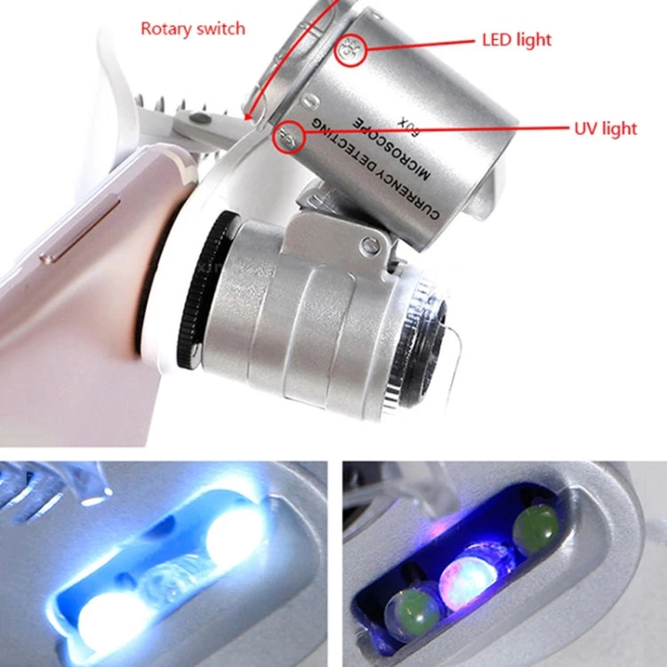 Microscopio universale 60X per telefono LED a clip/microobiettivo