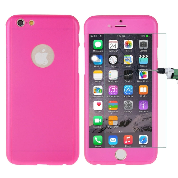 Custodia combinata ultrasottile in tinta unita a protezione totale a 360 gradi con esclusiva pellicola in vetro temperato per iPhone 6