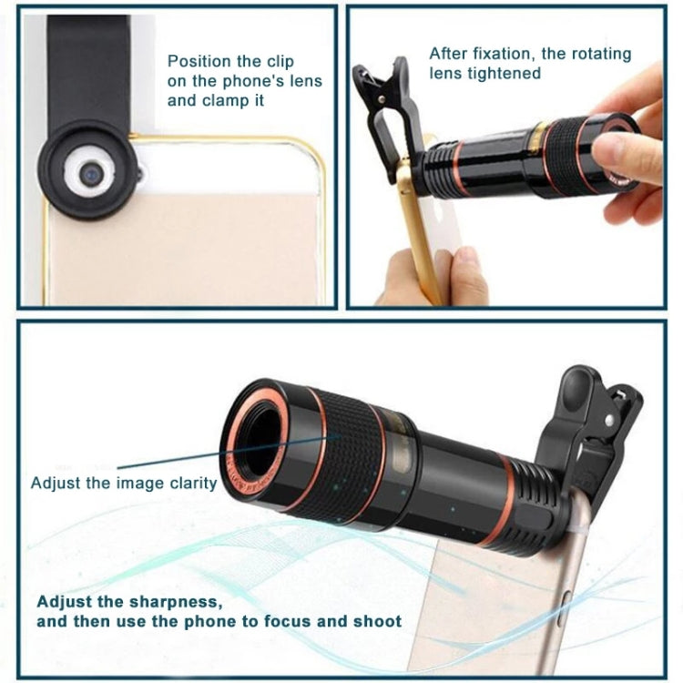 Obiettivo universale per telescopio con zoom ottico zoom 12X con clip