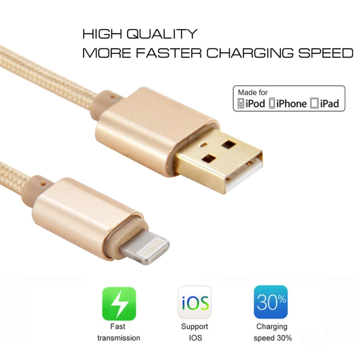 Cavo di ricarica per sincronizzazione dati da 8 pin a USB con testa in metallo intrecciato da 1 m per iPhone, iPad