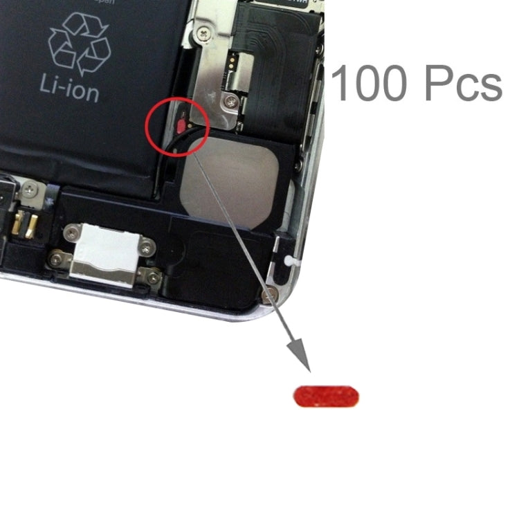 100 pezzi per iPhone 6 Anello scheda adesivo impermeabile Adesivo sensibile all'acqua, For iPhone 6