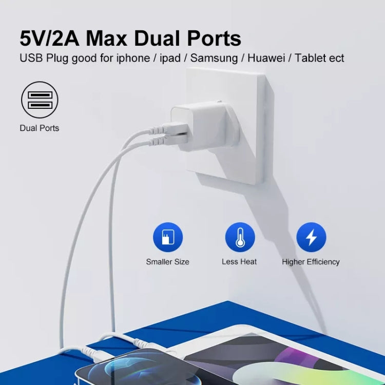 Adattatore caricabatterie USB 2 porte 5V 2A