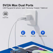 Adattatore Caricabatterie USB 2 Porte 5V 2A