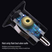 Caricatore da auto con doppia porta USB ad alte prestazioni 2.1A + 1A per iPad Air 2 & Air & 4, iPhone 6 & 6 Plus & 5C & 5S & 4 & 4S, iPod touch, Galaxy Tablet / Serie Note e altri telefoni cellulari, navigatori