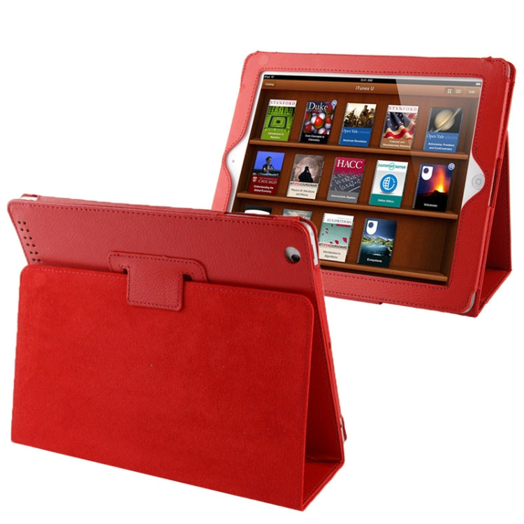 Pelle pieghevole di alta qualità con texture litchi con funzione di sospensione/sveglia e supporto per iPad 2/iPad 3/iPad 4