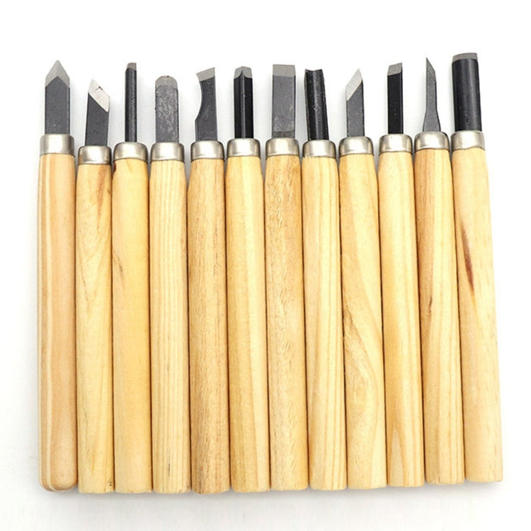 Set 12 scalpelli intaglio legno lama acciaio manico legno