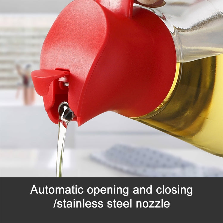 Bottiglia di olio in vetro con apertura automatica del coperchio