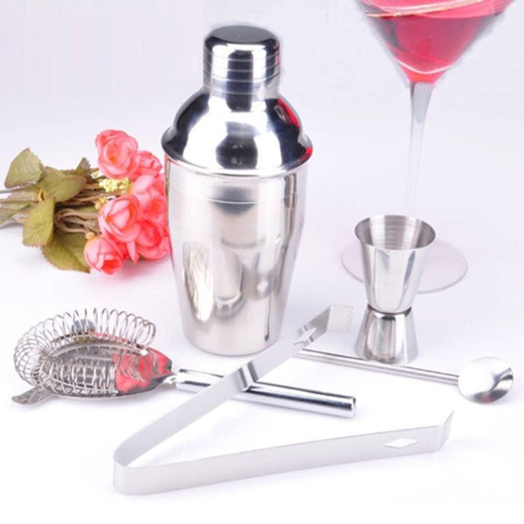 Set shaker classico 5 in 1 in acciaio inossidabile, capacità: 550 ml (shaker + jigger + filtro + clip per ghiaccio + tubo agitatore), 5 in 1 Shaker Set