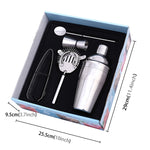 Set shaker classico 5 in 1 in acciaio inossidabile, capacità: 550 ml (shaker + jigger + filtro + clip per ghiaccio + tubo agitatore), 5 in 1 Shaker Set