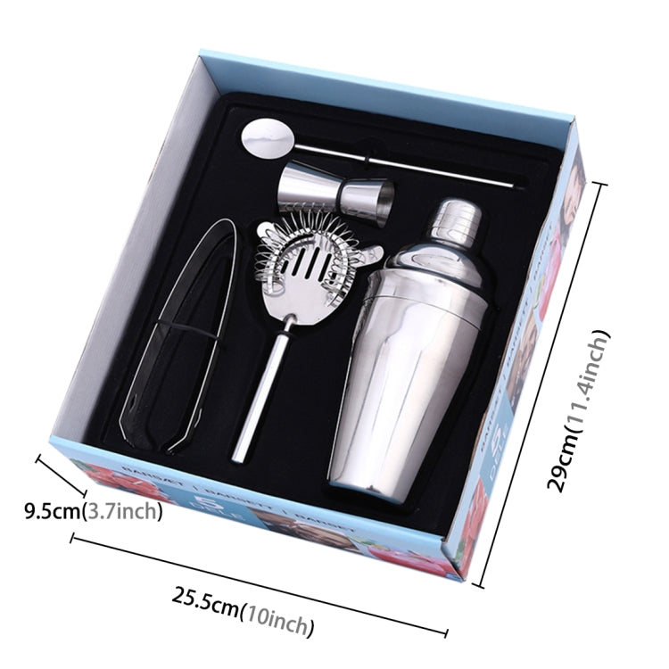 Set shaker classico 5 in 1 in acciaio inossidabile, capacità: 550 ml (shaker + jigger + filtro + clip per ghiaccio + tubo agitatore), 5 in 1 Shaker Set