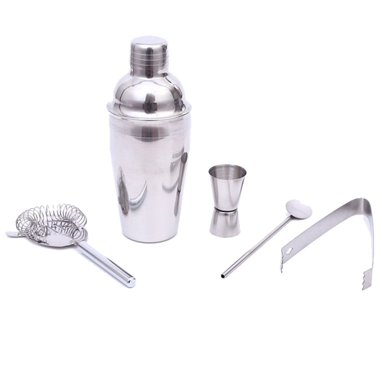 Set shaker classico 5 in 1 in acciaio inossidabile, capacità: 550 ml (shaker + jigger + filtro + clip per ghiaccio + tubo agitatore), 5 in 1 Shaker Set