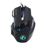Mouse da gioco ottico cablato LED a 7 pulsanti con rotella di scorrimento 5000 DPI per computer PC portatile, X7 7 Buttons (Yellow), X7 7 Buttons (Black)