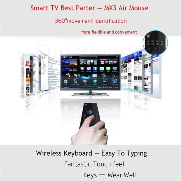 Tastiera con telecomando wireless 2.4G MX3 Air Mouse con scorciatoie del browser per Android TV Box/Mini PC, Air Mouse