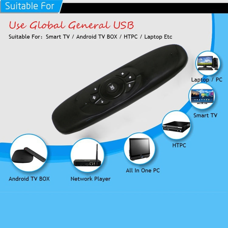 Telecomando con tastiera wireless ricaricabile C120 T10 Fly Air Mouse da 2,4 GHz per Android TV Box/PC, Wireless Keyboard