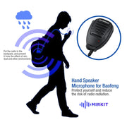 Baofeng Microfono con altoparlante a clip per walkie talkie, auricolare da 3,5 mm + 2,5 mm + spina per microfono