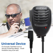 Baofeng Microfono con altoparlante a clip per walkie talkie, auricolare da 3,5 mm + 2,5 mm + spina per microfono