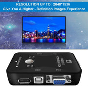 KVM-21UA Switch Box KVM USB a 2 porte con pulsante di controllo per monitor tastiera mouse PC, 2 Ports (with USB)