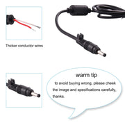 Cavo di alimentazione maschio CC x 1,6 mm per adattatore laptop, lunghezza: 1,2 m