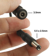 Adattatore spina CC da 5,5 x 2,5 mm maschio a femmina da 3,5 mm, lunghezza: 12 cm