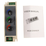 Controller dimmer LED RGB a 3 canali per strisce luminose LED DC12-24V, corrente di uscita: 3A