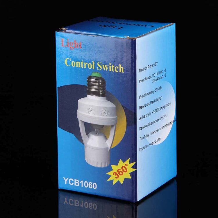 YCB1060 Portalampada con sensore di movimento PIR E27 da 360 gradi, 60 W, raggio di rilevamento: circa 6 m, CA 110-240 V
