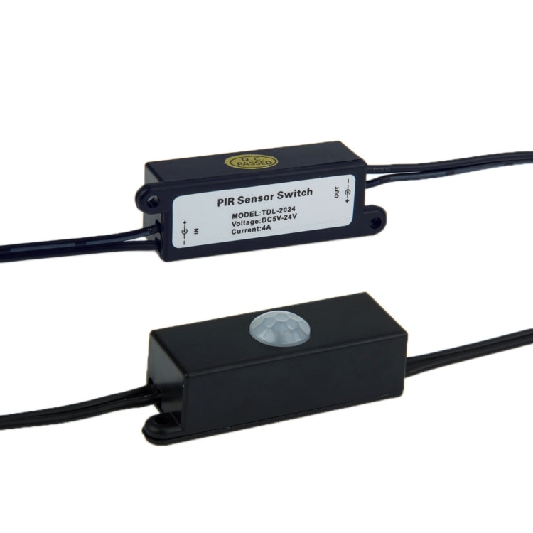 TDL-2024 Connettore LED interruttore sensore PIR con adattatore maschio e femmina DC 5,5 x 2,1 mm per striscia LED