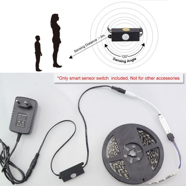 TDL-2024 Connettore LED interruttore sensore PIR con adattatore maschio e femmina DC 5,5 x 2,1 mm per striscia LED