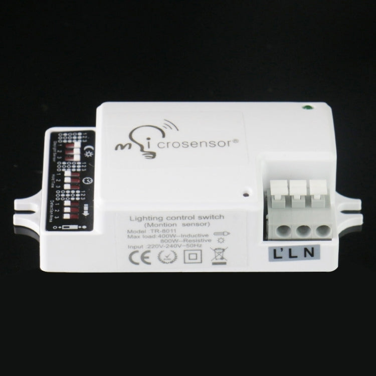 TR-8011 AC 220-240V Sensore di controllo della luce Interruttore DIP automatico della luce, Campo di rilevamento: 10 m