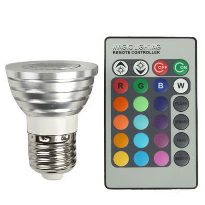 Lampadina LED Flash E27 3W RGB con telecomando, CA 85-265 V, flusso luminoso: 240-270 lm