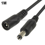Cavo connettore da cilindro femmina a cilindro maschio da 5,5 x 2,1 mm per controller luci LED, lunghezza: 1 m (nero)