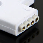 Connettore femmina a forma di L a 4 pin e 2 vie per striscia flessibile LED RGB