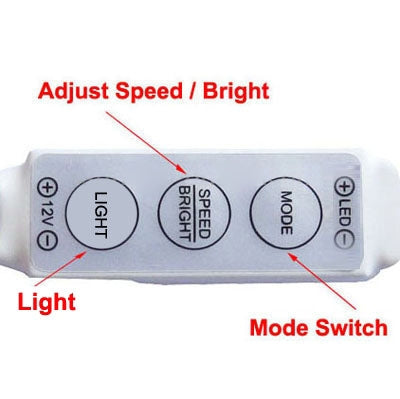 Mini controller dimmer a 3 tasti per striscia LED monocolore SMD 3528/5050 con connettore CC, CC 12 V, DC 12V