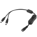 Connettore cavo di alimentazione CC da 5,5 x 2,1 mm femmina a 2x maschio con interruttore per striscia LED, lunghezza: 30 cm