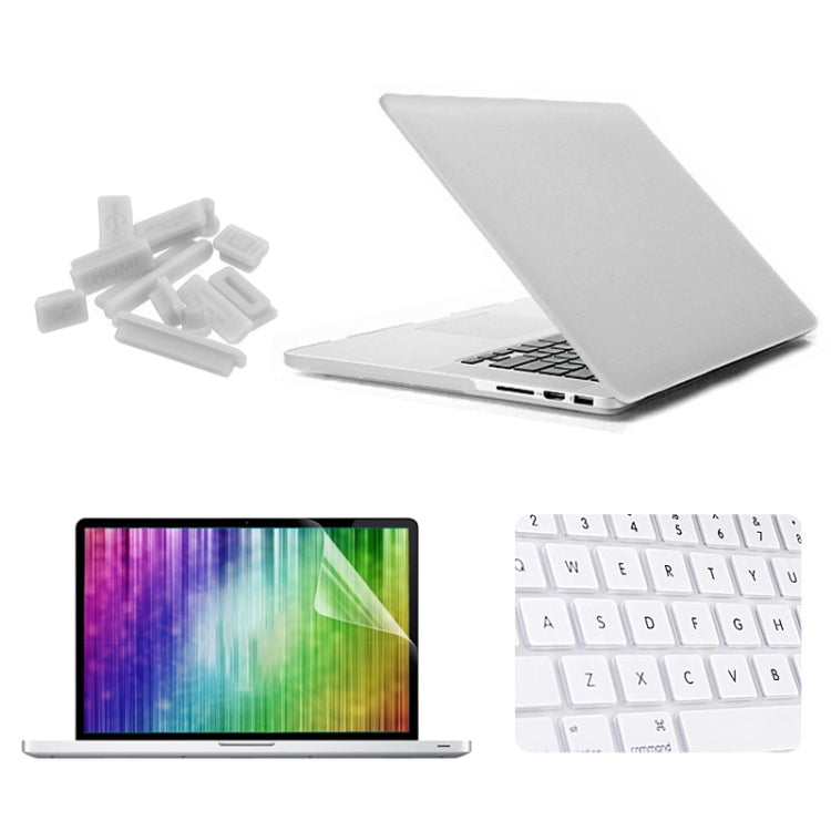 ENKAY per MacBook Pro Retina 15,4 pollici (versione USA) / A1398 4 in 1 Custodia protettiva in plastica rigida satinata con protezione per lo schermo, protezione per tastiera e tappi antipolvere