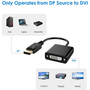 Adattatore DisplayPort maschio a DVI 24+5 femmina, lunghezza cavo: 12 cm, DP Male to DVI 24+5 Female