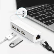 Adattatore di rete Ethernet USB 2.0 + HUB USB a 3 porte, USB