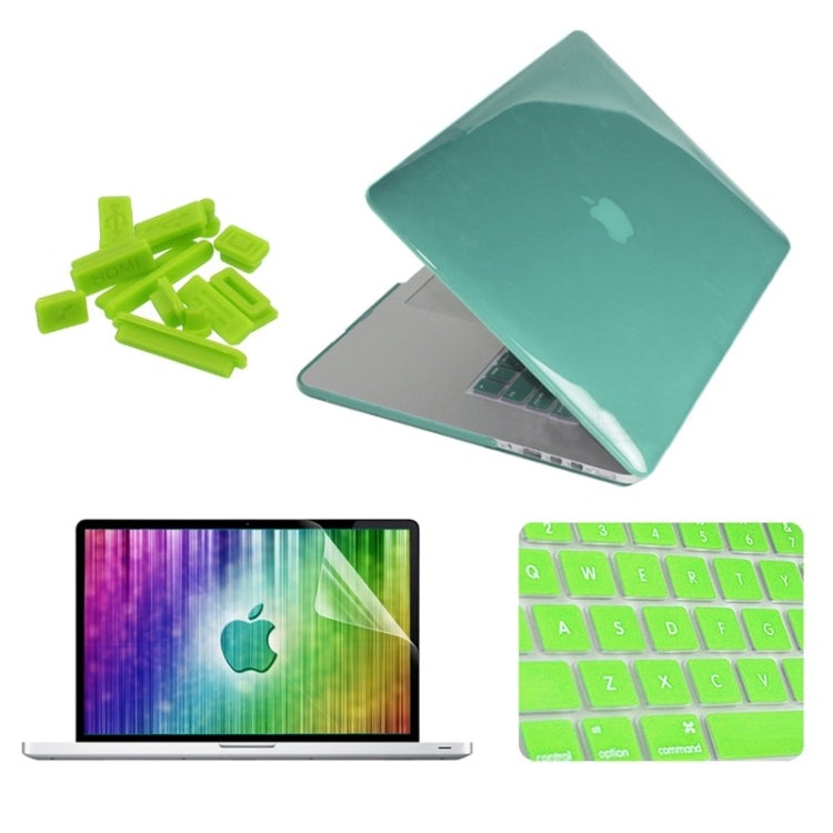 ENKAY per MacBook Pro Retina 15,4 pollici (versione USA) / A1398 4 in 1 Custodia protettiva in plastica rigida con guscio di cristallo con protezione per lo schermo, protezione per tastiera e tappi antipolvere