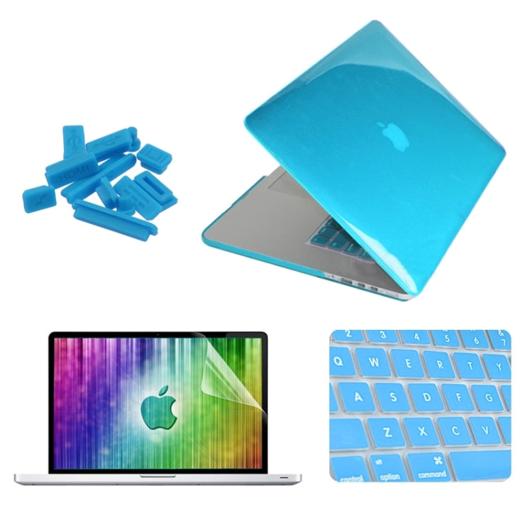 ENKAY per MacBook Pro Retina 15,4 pollici (versione USA) / A1398 4 in 1 Custodia protettiva in plastica rigida con guscio di cristallo con protezione per lo schermo, protezione per tastiera e tappi antipolvere