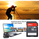 Scheda di memoria per fotocamera SDHC classe 10 ad altissima velocità da 16 GB (capacità reale al 100%), 16Gb