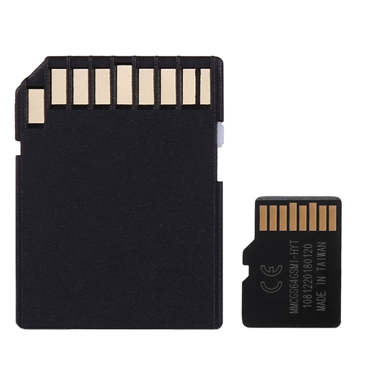 Scheda di memoria Micro SD (TF) classe 10 ad alta velocità da 64 GB di Taiwan, scrittura: 8 MB/s, lettura: 12 MB/s (capacità reale al 100%), 64GB Naked Card