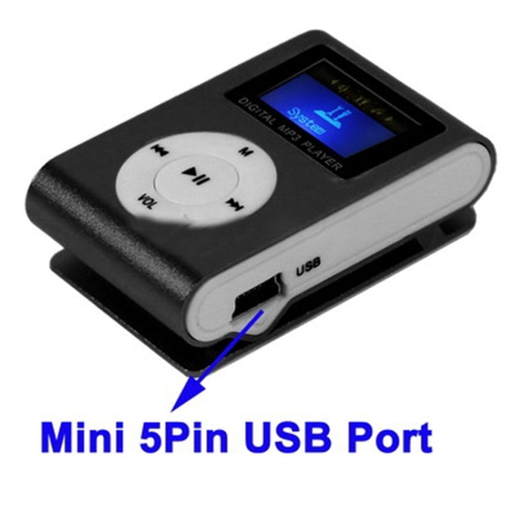 Lettore MP3 con slot per scheda TF/Micro SD con schermo LCD, clip in metallo, with LCD Screen