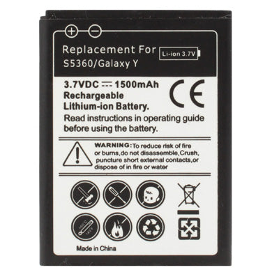 Replacement Battery 1500mAh for Galaxy Y / S5360, Neutral 1500mAh