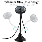 Fotocamera per PC/Webcam USB 2.0 senza driver da 5 megapixel con microfono e 4 luci LED, lunghezza cavo: 1,1 m