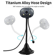 Fotocamera per PC/Webcam USB 2.0 senza driver da 5 megapixel con microfono e 4 luci LED, lunghezza cavo: 1,1 m