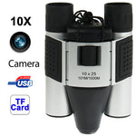 Binocolo per fotocamera digitale 10×25 mm 5 in 1 (fotocamera binoculare + videocamera + fotocamera digitale + videocamera per PC + lettore di schede TF), campo visivo: 101 m/1000 m, dimensioni: 135 × 100 × 24 mm, 10X25